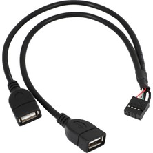 Passing 30CM 10 Pin Anakart Dişi Başlık 2 Portlu Çift USB 2.0 Erkek Adaptör Dupont Y Splitter Kablosu (10PIN/2AM) (Yurt Dışından)