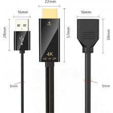Passing HDMI Uyumlu Erkek - Displayport Dişi Dönüştürücü Kablosu 4K @ 60Hz HDMI - Dp Dönüştürücü Adaptör Kablosu ile Uyumlu (Yurt Dışından)