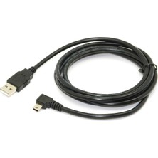 Passing 1.8 M Mini USB B Tipi 5pin Erkek 90 Derece Sol Açılı USB 2.0 Erkek Veri Kablosu Siyah Renk (Yurt Dışından)