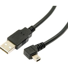 Passing 1.8 M Mini USB B Tipi 5pin Erkek 90 Derece Sol Açılı USB 2.0 Erkek Veri Kablosu Siyah Renk (Yurt Dışından)