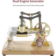 Passing Stirling Motor Kiti Sıcak Hava Motoru Modeli LED Işıklı Çift Motorlu Jeneratör Modeli Volan Tasarımı Bilim Deneyi (Yurt Dışından)