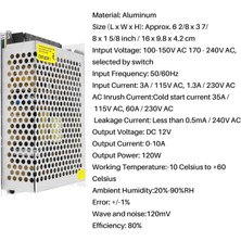 Passing Dc 12V 10A 120W Anahtarlama Güç Kaynağı Düzenlenmiş Trafo / Aşırı Yük, Aşırı Gerilim Koruması ile Güvenlik Tasarımlı Alüminyum Güç Trafosu (Yurt Dışından)