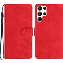 Cool-M Case Samsung Galaxy S24 Ultra Pu Deri Cüzdan Baskılı Kelebek Stand Telefon Kapağı (Yurt Dışından)