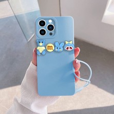 Zebana Apple iPhone 15 Pro Max Uyumlu Kılıf Love Bear Silikon Kılıf Açık Mavi