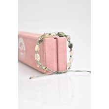 Safnaturel Prehneit Doğal Taş Makrome Bileklik