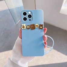 Zebana Apple iPhone 14 Pro Max Uyumlu Kılıf Love Bear Silikon Kılıf Kahverengi + Açık Mavi