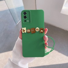 Zebana Oppo A55 4g Uyumlu Kılıf Love Bear Silikon Kılıf Kahverengi + Yeşil