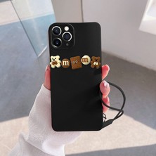 Zebana Apple iPhone 11 Pro Max Uyumlu Kılıf Love Bear Silikon Kılıf Siyah + Kahverengi