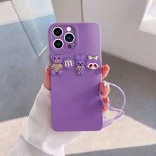 Zebana Apple iPhone 15 Pro Max Uyumlu Kılıf Love Bear Silikon Kılıf Lila