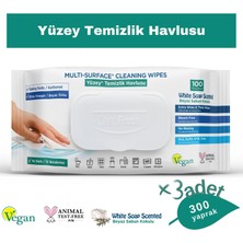 Deep Fresh Iz Bırakmaz Yüzey Temizleme Havlusu Karbonat & Beyaz Sirke 100 Yaprak 3 Adet