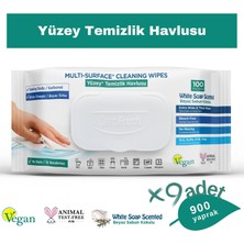 Deep Fresh Iz Bırakmaz Yüzey Temizleme Havlusu Karbonat & Beyaz Sirke 100 Yaprak 9 Adet