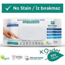 Deep Fresh Iz Bırakmaz Yüzey Temizleme Havlusu Karbonat & Beyaz Sirke 100 Yaprak 9 Adet
