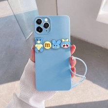 Zebana Apple iPhone 11 Pro Max Uyumlu Kılıf Love Bear Silikon Kılıf Açık Mavi