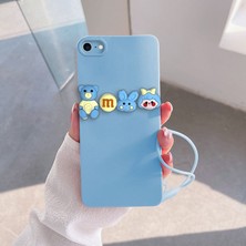 Zebana Apple iPhone 8 Uyumlu Kılıf Love Bear Silikon Kılıf Açık Mavi