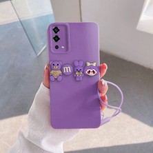 Zebana Oppo A55 4g Uyumlu Kılıf Love Bear Silikon Kılıf Lila