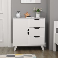 İnarch Dizayn Valencia Komodin (3 Çekmece 1 Dolap) Beyaz