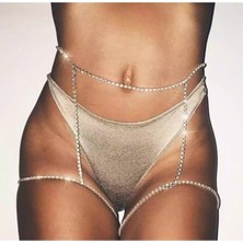 Classy Gümüş Platform Kristal Pırlantalı Çitli Bacak Aksesuarı