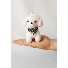 Dudu Kids 2 Adet - Peluş Köpekli Anahtarlık - 12 cm - Fularlı - Beyaz - Doğum Günü Hdys - Çanta Süsü - Oyuncak