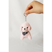 Dudu Kids 2 Adet - Peluş Köpekli Anahtarlık - 12 cm - Fularlı - Pembe - Doğum Günü Hdys - Çanta Süsü - Oyuncak