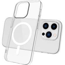 Cupcase Apple iPhone 15 Pro Max Kılıf  Magsafe Şarj Özellikli Şeffaf Tek Kamera Çerçeveli Porto Kapak