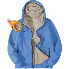 Ghassy Co. Erkek Ultra Termal Sherpa Astarlı Kapüşonlu Fermuarlı Cepli Kışlık Sweatshirt