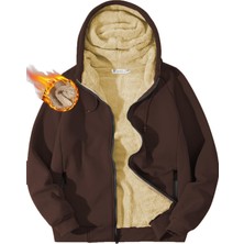 Ghassy Co. Erkek Ultra Termal Sherpa Astarlı Kapüşonlu Fermuarlı Cepli Kışlık Sweatshirt