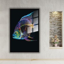 Gaagart Metal Çerçeveli Temperli Cam Tablo Neon Renkli Balık