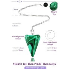 Sertifikalı Malahit - Malakit Taşı Pandül Sarkaç Hem Pandül - Hem Kolye