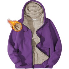 Ghassy Co. Erkek Ultra Termal Sherpa Astarlı Kapüşonlu Fermuarlı Cepli Kışlık Sweatshirt
