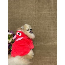 Maria Pet Fashion Dinazor Şapkalı Köpek Kıyafeti/tavşan Peluş Kırmızı Mont/peluş Sweat Ceket/kedi Köpek Kıyafeti