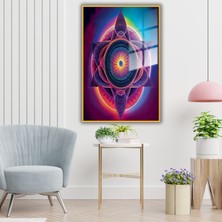Gaagart Metal Çerçeveli Temperli Cam Tablo Neon Renkli Psykodelic Tablo