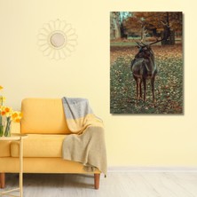 Gaagart Tekli Dikey Kanvas Duvar Tablosu Doğa Manzarası Geyik