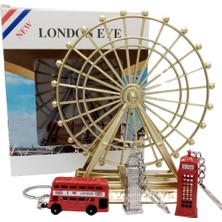 Dünyadan Hediyeler Ingiltere Londra Dönme Dolap Otobüs Telefon Kulübesi ve Big Ben Anahtarlık Dörtlü Paket
