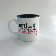 Mor Mürekkep Deli Gibi Sevmek Ruhumuzda Var Baskılı Siyah Multi Kupa