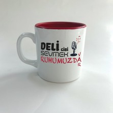 Mor Mürekkep Deli Gibi Sevmek Ruhumuzda Var Baskılı Kırmızı Multi Kupa