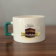 Mor Mürekkep Kabe Baskılı Yeşil Kulplu C Fincan