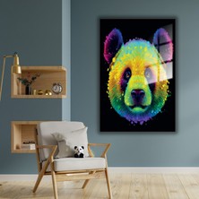 Gaagart Metal Çerçeveli Temperli Cam Tablo  Neon Renkli Panda