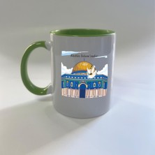 Mor Mürekkep Kudüs Islam'ındır Baskılı Yeşil Mega Kupa