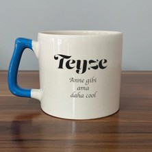 Mor Mürekkep Teyze Baskılı Mavi Kulplu D Kupa