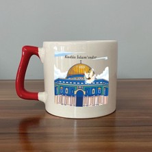 Mor Mürekkep Kudüs Islam'ındır Baskılı Kırmızı Kulplu D Kupa