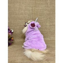 Maria Pet Fashion Unicorn Şapkalı Köpek Kıyafeti Tulumu/unicorn Peluş Lila Tulum/peluş Tulum/kedi Köpek Kıyafeti