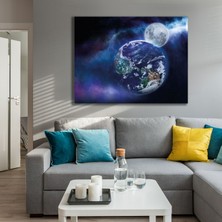 Gaagart Tekli Yatay Kanvas Duvar Tablosu Uzay Boşluğu Ay ve Dünya