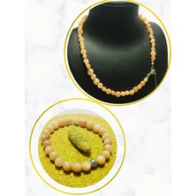 Ayre Style Ayrestyle- Güneş Doğal Taşı Kolye ve Bileklik Takı Seti - Peach Fuzz Şeftali Tüyü Rengi Güneş Taşı Kolye Bileklik Takı Seti