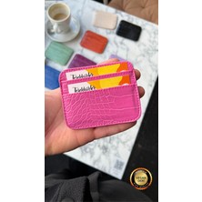 Derius Venüs Pembe 4 Kart Bölmeli Çift Taraflı Süper Slim Kartlık(Vegan Deri)
