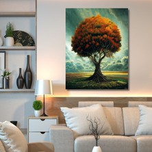 Gaagart Tekli Dikey Kanvas Tablo Gün Batımında Hayat Ağacı