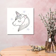 Gaagart Tekli Kare Kanvas Kız Çocuk Odası Soft Pembe Unicorn Tablo