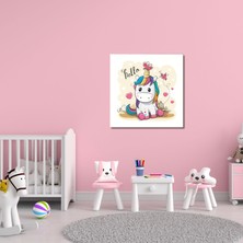 Gaagart Tekli Kare Kanvas Kız Çocuk Odası Renkli Unicorn Tablosu