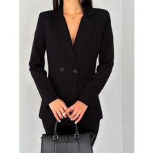 Diaves Siyah Kruvaze Blazer Ceket Havuç Pantolon Takım Elbise