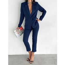 Diaves Lacivert Kruvaze Blazer Ceket Havuç Pantolon Takım Elbise