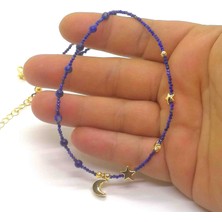 YZC Jeweler Yzcjeweler Doğaltaş Kolye - Lapis Lazuli Taşı Kolye (4mm.ve 1mm.lik Taşlar)